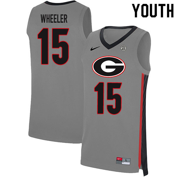 2020 Youth #15 Sahvir Wheeler Georgia Bulldogs College Basketball Jerseys Sale-Gray - Click Image to Close